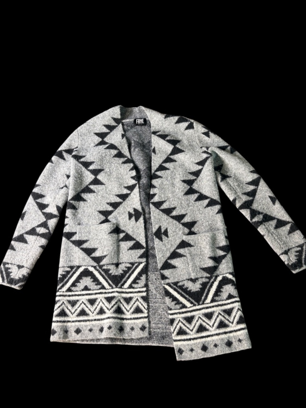 Frye Aztec Cardigan Gray and Black Size S - Picture 2 of 4